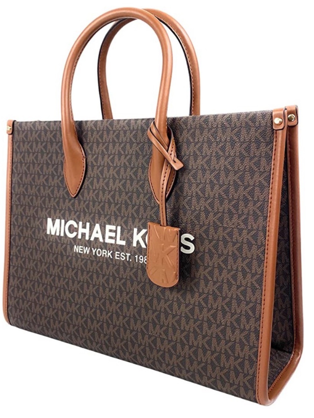 Michael Kors Brown Signature Monogram Mirella Shopper Tote Bag Crossbody - Picture 7 of 14